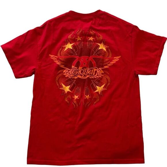 Aerosmith Wings T Shirt Red Front & Back Print Mens Large Steven Tyler Joe Perry - Picture 2 of 7
